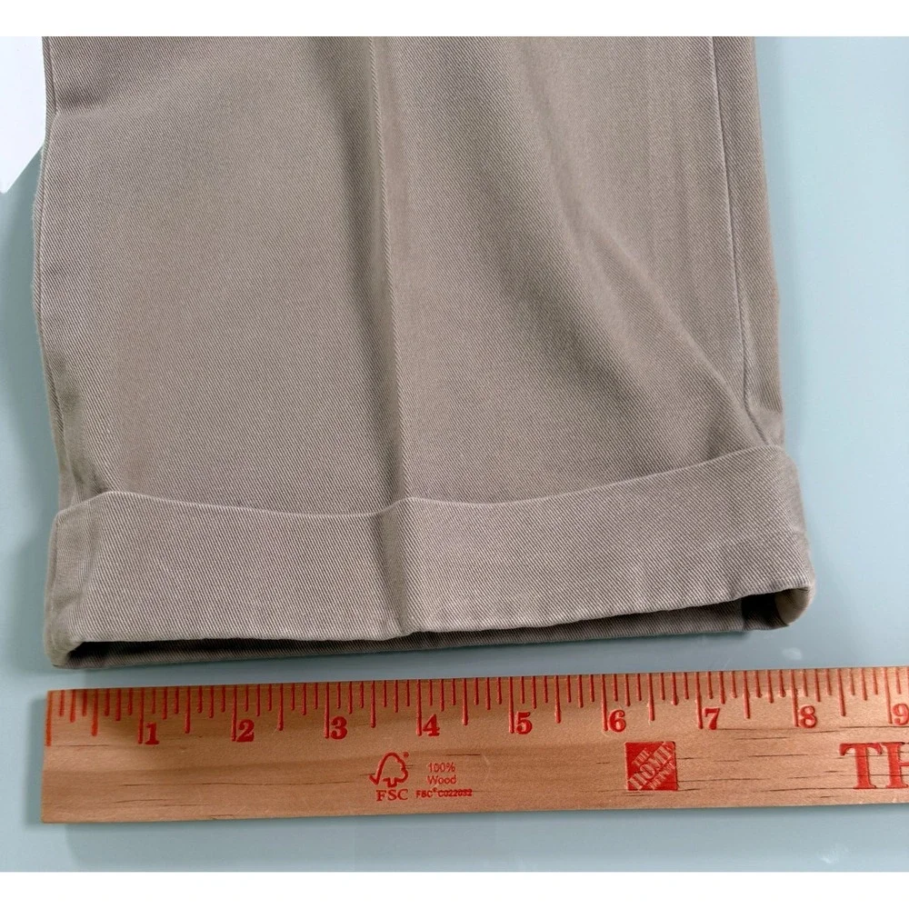 VTG Polo Ralph Lauren Ethan Pant Mens Khaki Pleated Cuffed Trouser  - 38x32